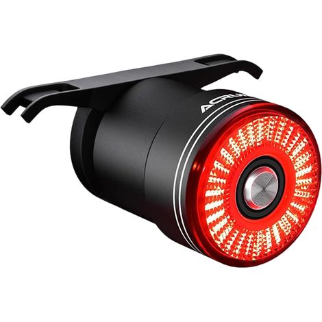 Feu arrière de vélo à LED rechargeable avec chargement USB et capteur pour une visibilité et une sécurité accrues à vélo.-AquaForge (1/5)