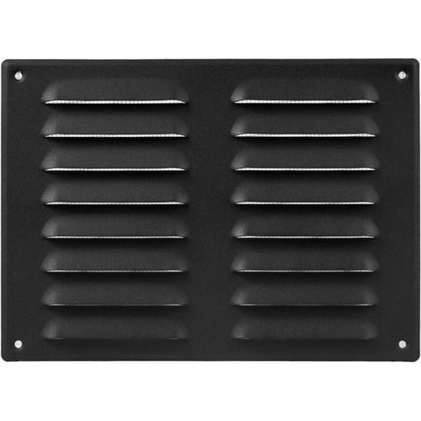 Rejilla rectangular de aluminio con mosquitera, rejilla de ventilación para salida de aire, dimensiones 150 x 300 mm, color negro (1/5)