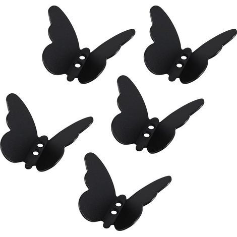 Ensemble de 5 crochets muraux en acier inoxydable, crochets papillon pour porte-manteau de salle de bain, cuisine et toilettes. (1/4)
