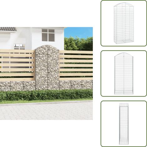 Panier de gabions arqué 100x50x200/220 cm Fer galvanisé - Paniers De Gabions - Mur De Gabions - Clôture De Jardin - Décoration Extérieure - Barrieres De Jardin (1/5)