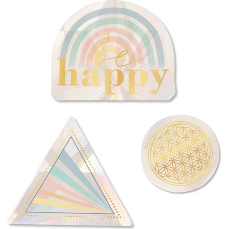 Lot de 3 autocollants de fenêtre avec effet réfléchissant pour vitres, portes en verre ou miroir, autocollants de fenêtre réutilisables avec effet arc-en-ciel (1/5)
