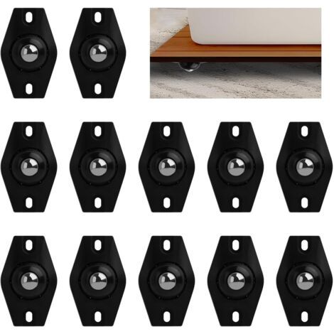Lot de 12 roulettes pour Petits Meubles, roulettes à Billes Universelles 360 Degrés, Auto-Adhésives en ABS, Charge Maximale 15 kg, Noires, pour Meubles et Applications Industrielles (1/5)