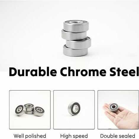 6204-2RS Ball Bearings 20 x 47 x 14 mm Chrome, Double Shielded Carbon Steel (1/4)