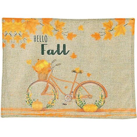 Set de table automnal style ferme, motif feuilles d'érable et citrouille, résistant à la chaleur, pour Thanksgiving (1/5)