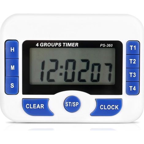 Minuterie de Cuisine numérique à 4 canaux indépendants, Compte à rebours, Horloge de Cuisine magnétique pour la Cuisine et la préparation des Aliments (1/5)