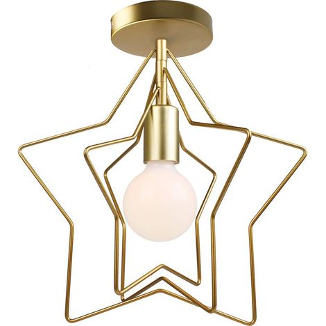 Plafonnier moderne doré avec abat-jour rotatif – Lustre étoile pour cuisine, salle à manger, café – Métal de haute qualité – E27 60W – (1/5)