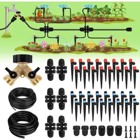 Système d'irrigation goutte à goutte pour jardin de 30 m (100FT) - Kit d'arrosage automatique, tuyau principal de 16 mm et tuyau de dérivation de 6mm (1/5)