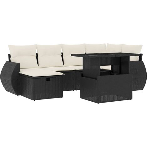 vidaXL Set Divani da Giardino con Cuscini 7pz Nero Polyrattan (1/5)