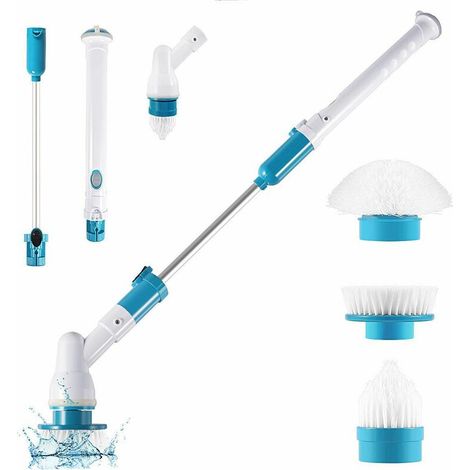 VURAHOME - Brosse de nettoyage rotative électrique avec 3 têtes de brosse de nettoyage remplaçables, brosse à récurer télescopique étanche, adaptée à la salle de bain, au mur (Réglementation européenn (1/4)