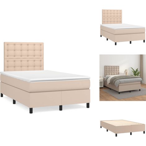 Sommier à lattes de lit matelas cappuccino 120x190cm similicuir - Lit Plateforme - Lit Capitonné - Lit Design - Literie - Chambre À Coucher (1/5)