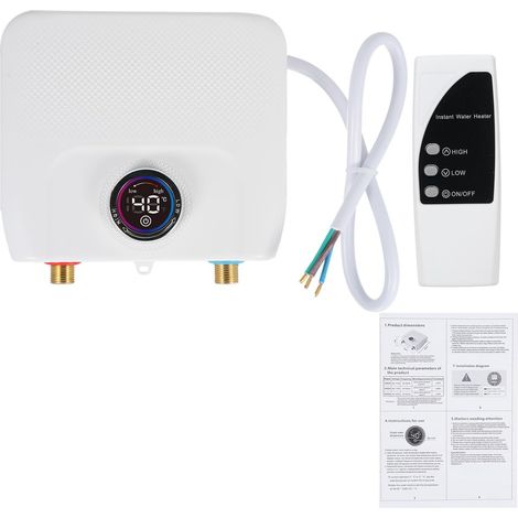 Chauffe-eau instantané 6500W,Chauffe-eau électrique sans réservoir pour évier de cuisine salle de bain,avec télécommande,affichage LED indiquant la température (1/5)