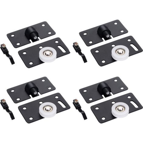 Roulette De Porte Coulissante - Nylon Et Acier - Diamètre Roue 30 mm - Plaque Montage 85 x 45 mm - Trou 5 mm - Pour Armoire Cuisine - Lot De 4