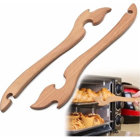 Ofenrostheber aus Holz, Schiebe- und Ziehwerkzeug, schützt vor Verbrennungen, langer Griff, 2er-Set (1/5)