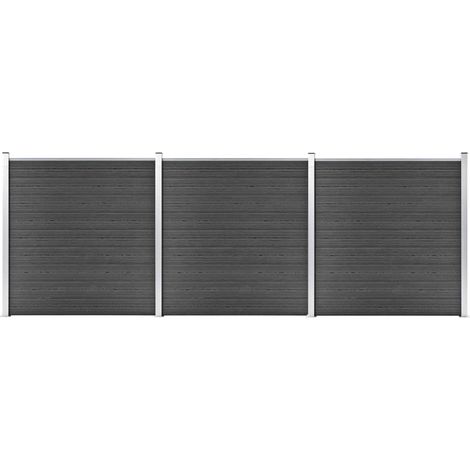 Zaunelement Set WPC 526x186 cm Schwarz