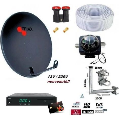 Kit Parabole - VISIOSAT - Triax 78CM - Récepteur TNTSAT 9930 - LNB monoblock Redline - 20M Câble