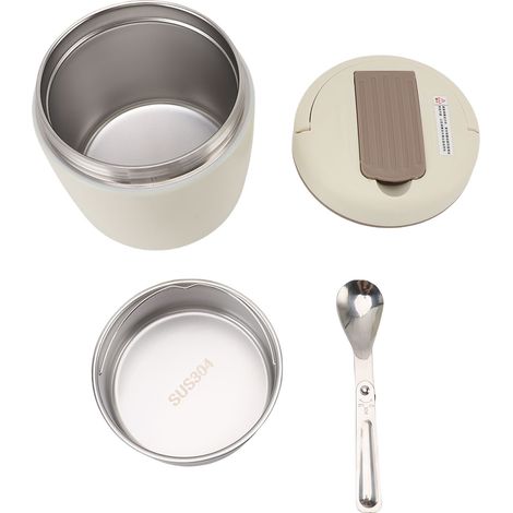 Contenitore termico per alimenti in acciaio inox 304, ideale per pranzo al sacco o zuppe, mantiene il cibo caldo per 12 ore, perfetto per ufficio, viaggi e picnic, colore bianco avorio, capacità 1,5 l (1/5)