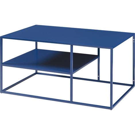 Table basse console d'appoint salon rectangulaire 45 x 90 x 60 cm bleu foncé (1/4)