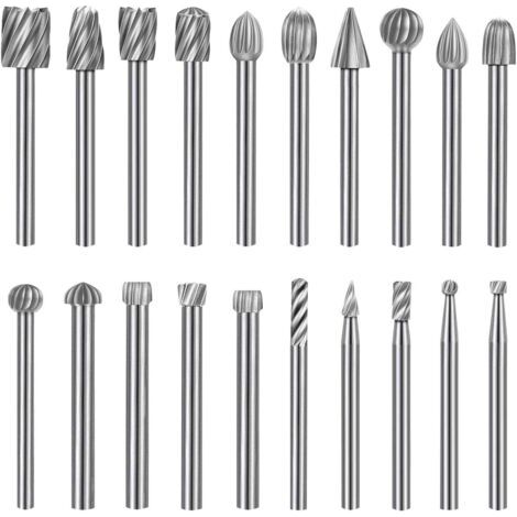 20-teiliges Rotationsfeilenset, HSS-Rotationsfeilenkopf, 3-mm-Schleif-Rotationswerkzeug für die Holzbearbeitung mit Griff
