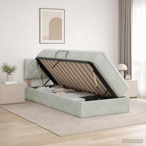 vidaXL Cama con almacenamiento Gris Claro 90 x 190 cm Terciopelo (1/5)