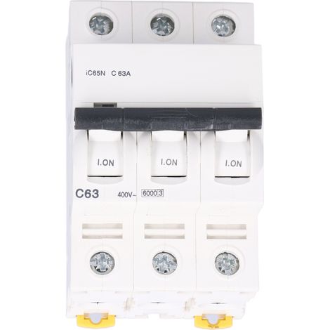 Disjoncteur miniature 3P 63A 400V AC Rail DIN Protection différentielle IC65N Basse tension (1/5)