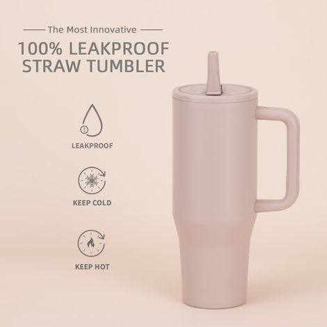 2025 Nouveau Tasse Isotherme Bec Verseur Couvercle Pliable 40oz Double Paroi Antifuite Portable (1/5)