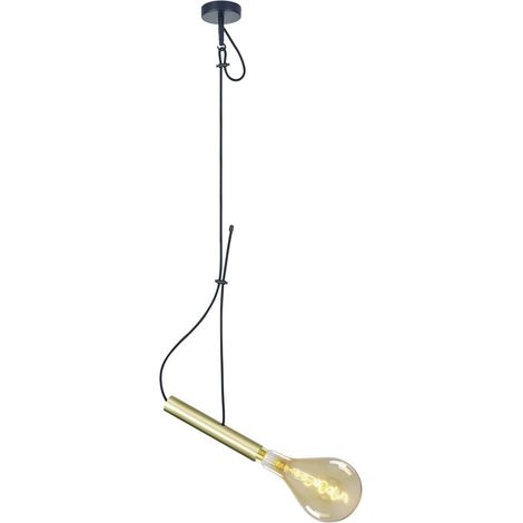 Suspension en Métal Laiton avec Câble Textile Douille E27 pour Salon et Bureau, 120 cm - PANGIVO (1/5)