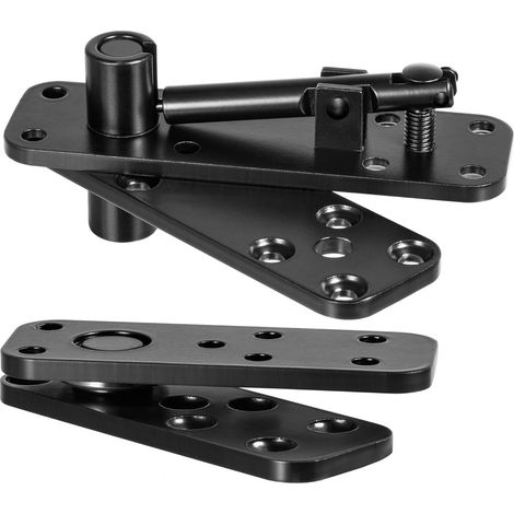 Charnière Invisible Pivot de Porte en Acier Inoxydable Lourd Système à Rotule 360° pour Portes Bois, Réglable en Hauteur, Noir (1/5)