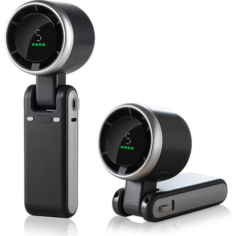 Ventilateur portable, alimenté par une batterie rechargeable de 3600 mAh, avec affichage LED, pliable à 180°, conception trois-en-un adaptée aux voyages, à l'extérieur et à une utilisation à domicile. (1/5)