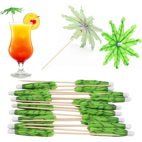 50 pièces de décorations cocktail, parasols colorés pour boissons tropicales, bar hawaïen, ornements pour accessoires cocktail (palmiers) (1/5)