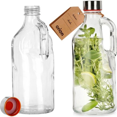Glasflasche mit Halter für Wein, Likör, Sirup, Saft, Limonade, 1,15 l (1/5)