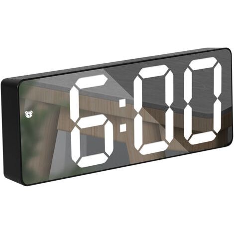 Digital Alarm Clock Large Mirrored LED Display with Snooze Dim Mode Beside Desk Clock for Bedroom Office Electronic Alarm Clock