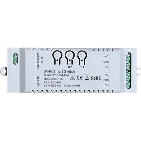 Interrupteur WiFi Intelligent 2 Canaux Minuterie Module RF433 BT Domotique Compatible IFTTT (1/4)