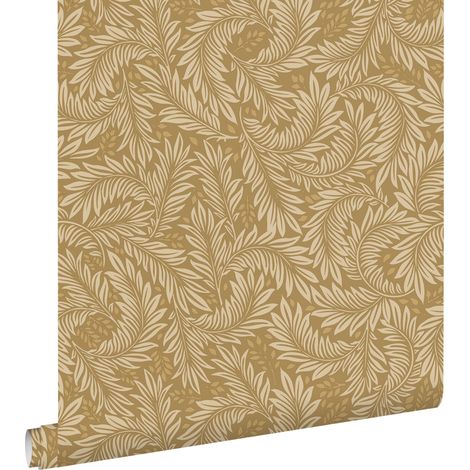 papier peint feuilles jaune ocre - ESTAhome (1/5)