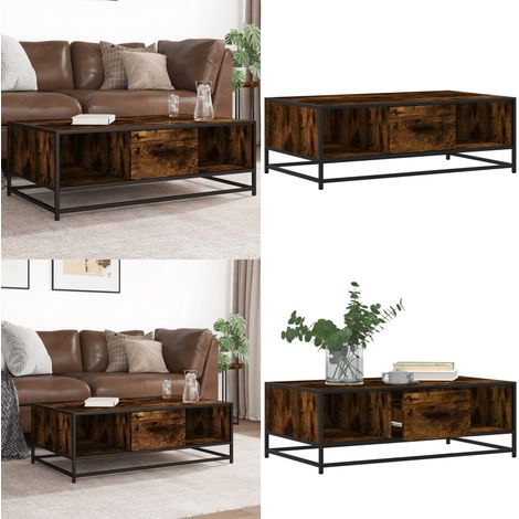vidaXL Couchtisch Räuchereiche 100x57x35 cm Holzwerkstoff und Metall (1/5)