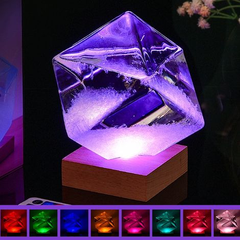 Baromètre En Verre À Cristal - Indicateur De Pression Atmosphérique Avec Base En Bois - Décoration Intérieure Bureau Maison - 11 X 11 X 14 Cm - 1 Pièce (1/5)