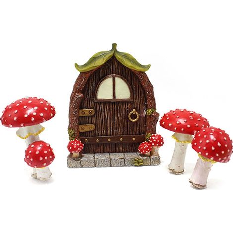 Décoration d'arbre pour fenêtre et porte - Champignon en résine phosphorescent - Décoration de jardin - Porte et fenêtre féeriques pour arbre (1/5)