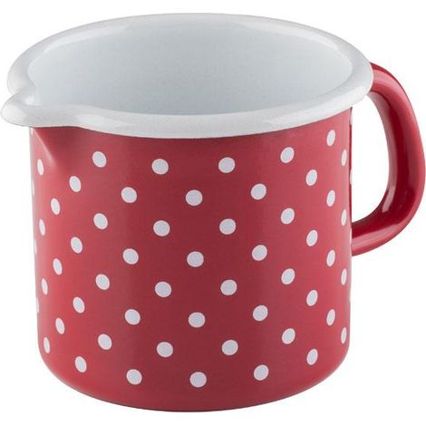 Riess Schnabeltopf ⌀10cm 3/4L Pünktchen Rot Emaille