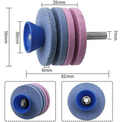 81mm Lawn Mower Sharpener Four-layer Whetstone Lawnmower Blade Sharpener Double Grinding Drill Universal Grinding Drill Cuts Battqx (1/3)
