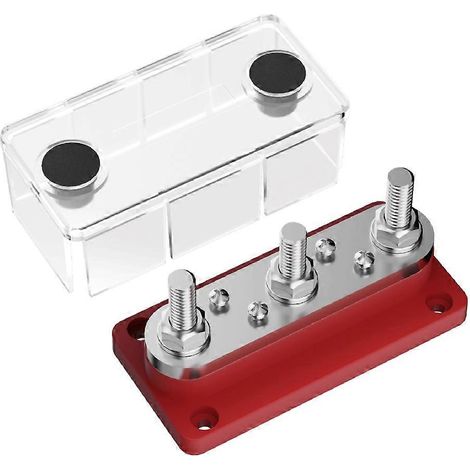 Compatible avec les bornes de câblage haute intensité M8 pour véhicules de loisirs et bateaux. Blocs de distribution d'alimentation à 3 bornes rouges. (1/5)