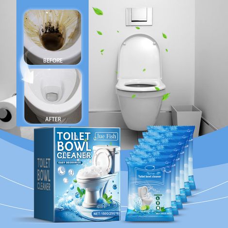 WC-Reinigungspulver für Badezimmer, Toiletten und Haushalte – Schaumreinigungspulver gegen Flecken, Urinflecken und Gerüche – 150 g (25 x 6) -- DE (1/5)