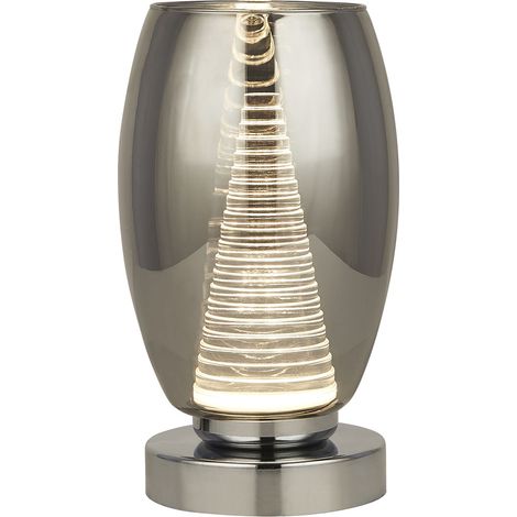 Abatjour Contemporaneo Ciclon Acciaio Cromo Vetro Fumè Led 6W 3000K (1/5)