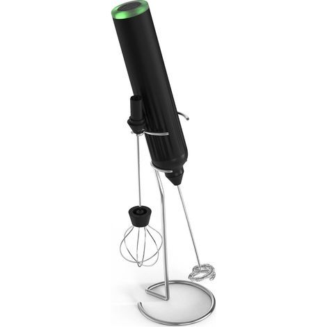Mousseur à lait électrique portatif avec 2 têtes d'agitation, 3 modes de vitesse, mini pour cappuccino, frappuccino, matcha, chocolat chaud, café KT51, noir, Q-KT51 Black (1/5)