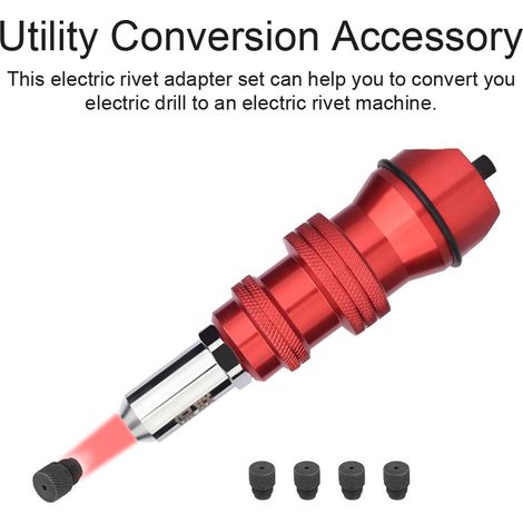 Adaptateur de Rivet électrique en alliage d'aluminium, ensemble de pièces de Conversion, Joint rapide adapté aux Rivets de 2.4 à 4.8mm, à utiliser avec une perceuse (1/5)
