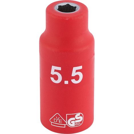 Draper 31237 Draper Expert Fully Insulated VDE Socket, 1/4"" Sq. Dr., 5.5mm (1/5)