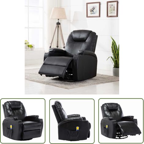 Fauteuil à bascule Chaise berçante de massage Noir Similicuir ZSD59299 (1/5)