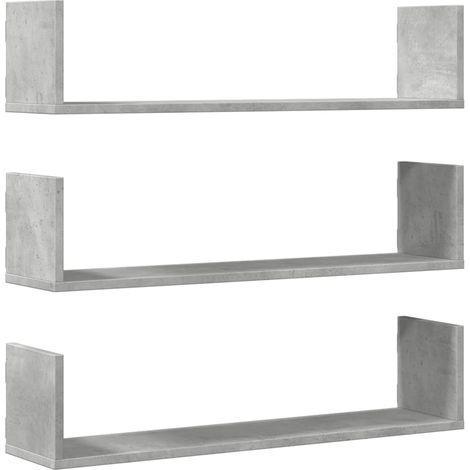 Maison Exclusive - Wandregale 3 Stk. Betongrau 80x18x18 cm Holzwe