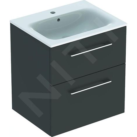 Geberit Selnova Square - Meuble-vasque 635x588x480 mm, avec vasque, 2 tiroirs, gris velouté mat 501.237.00.1 (1/3)