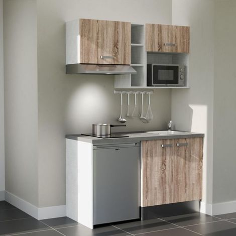 Kitchenette K13L-PT avec électroménager - 140 cm - plan stratifié, évier inox
