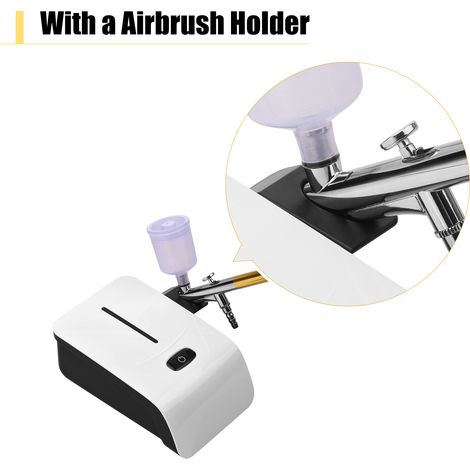 Pistolet à peinture avec compresseur, multi-action, pression ajustable 5 niveaux (max. 25PSI), 2 pots de peinture (20CC, 40CC) - kit pour modèles, nail art, maquillage et décoration de gâteaux. (1/5)