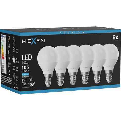 Mexen Nova 6x Ampoule LED E14, G45, 1W, Froid - 6500K, 105 lm - L101-E14-0165-01x06 (1/3)